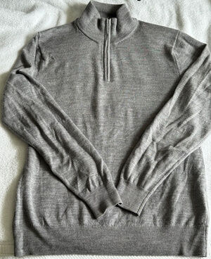 Goodthreads 100% Merino Wool Half Zip Sweater Gray Size S